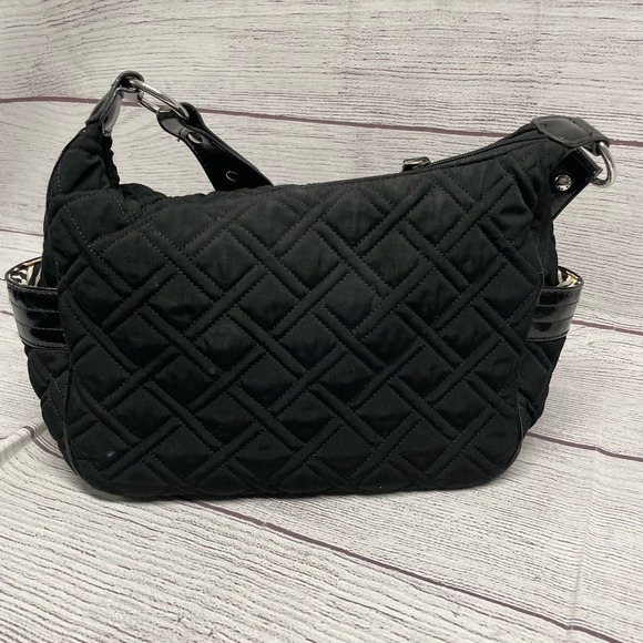 Vera Bradley Black Quilted Microfiber Shoulder Bag with Patented Leather Strap - Picture 11 of 14